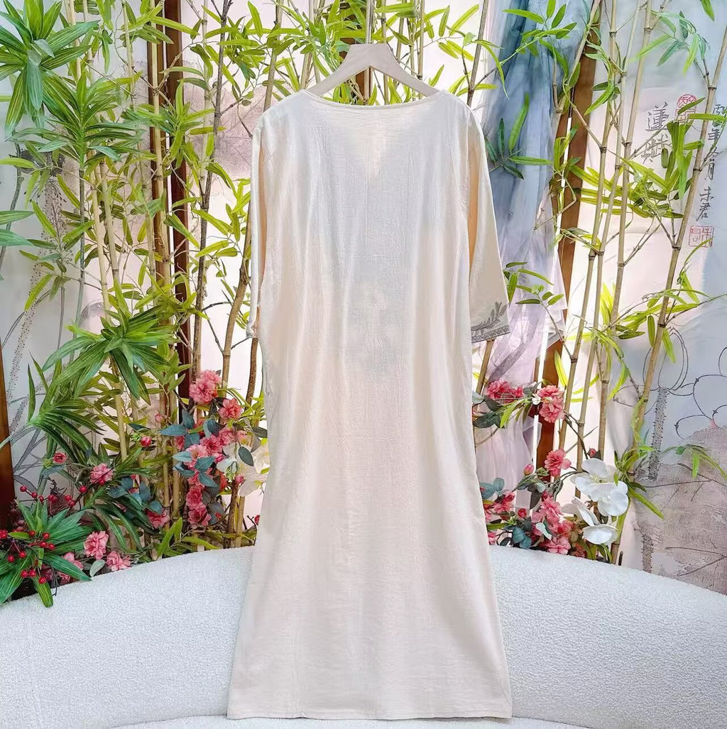 Vacation Style Artistic Dress Ethnic Inspired Embroidered One Piece Dress