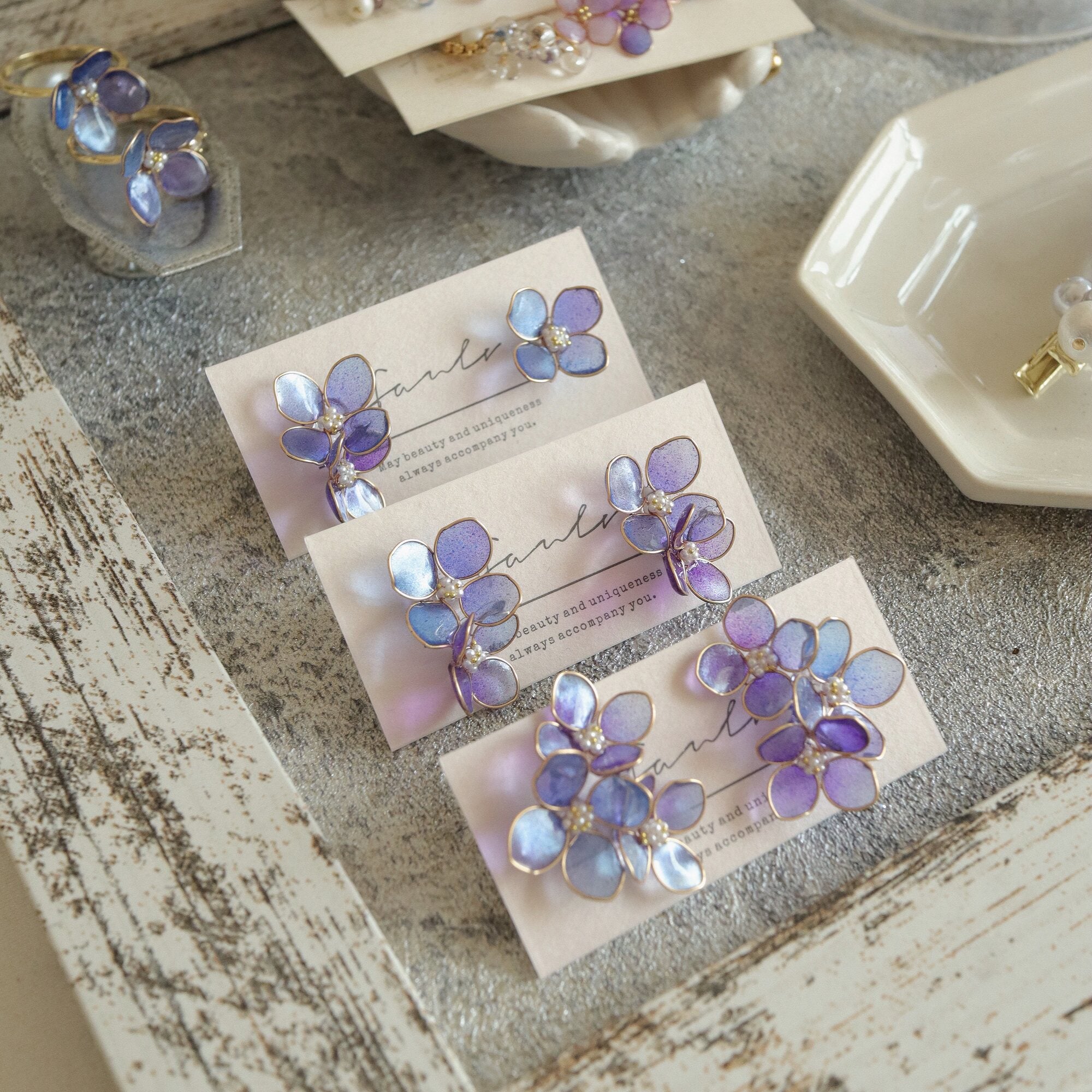 Summer Hydrangea Purple Gentle Flower Earnail Earring