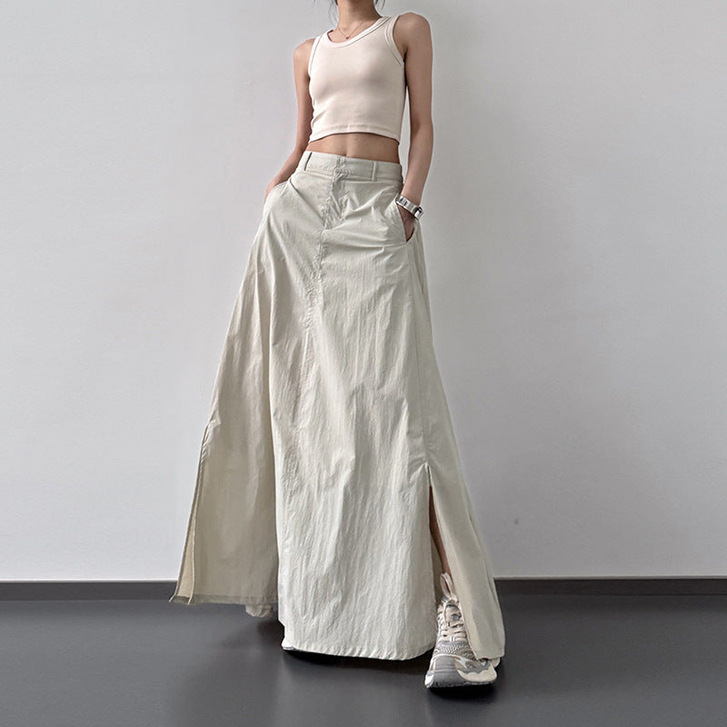 Summer Lightweight Fabric Slit Sun-protection Skirt