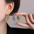 Sweet Cool Style Geometric Fan-shaped Earrings, Heart Line Stud Earrings, Niche Designed Personalized Trendy Jewelry Gift For Women