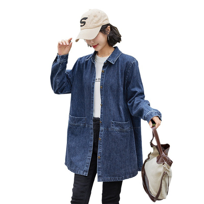 Casual Trench Coat Springautumn Mid-length Loose Fit Plus Size