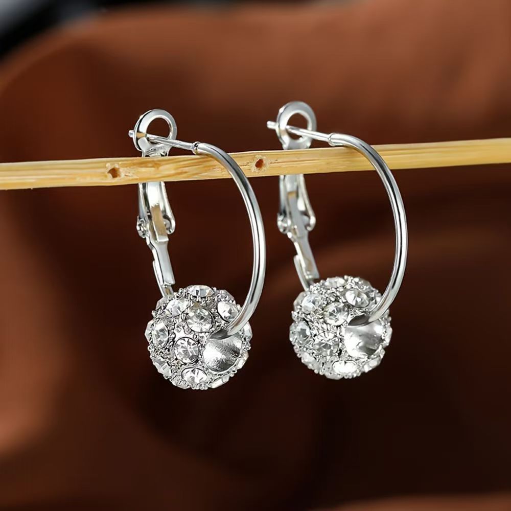 Creative Crystal Ball Colorful Rhinestone Lucky Bead Fortune Turn Stud Earrings, New Trendy Women Fashion Drop Ear Jewelry