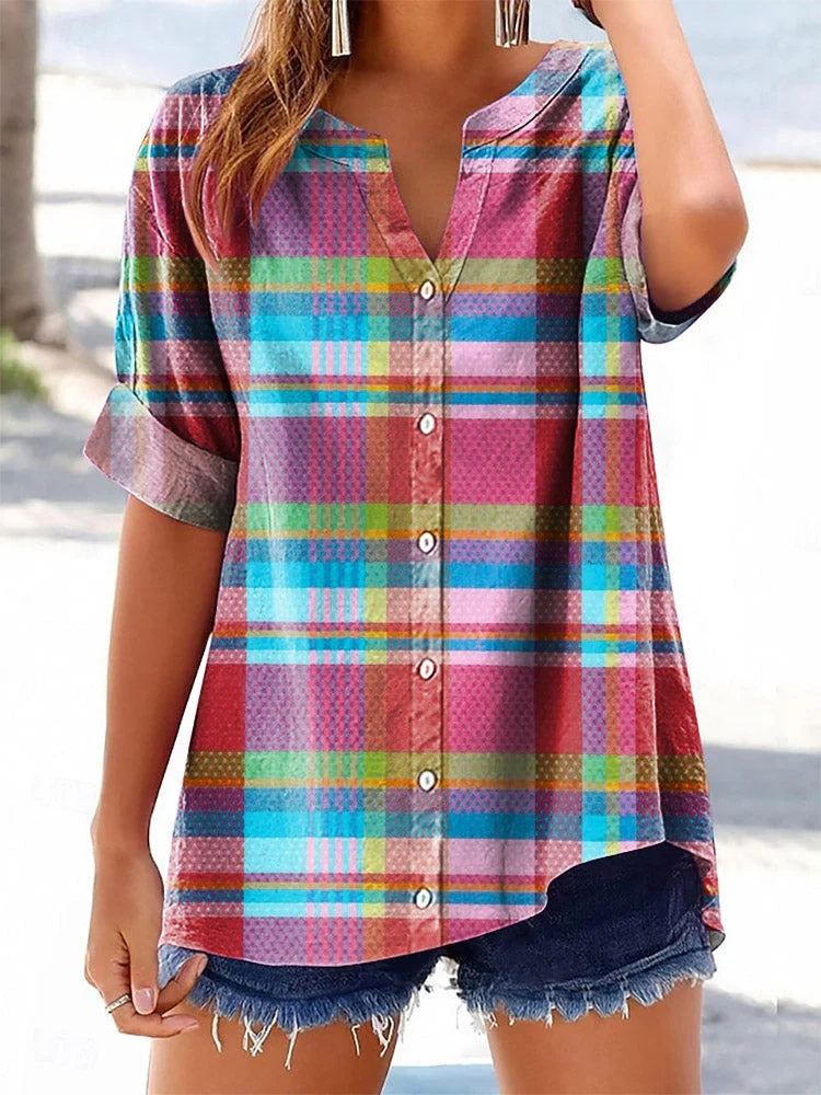 3D-printed Womens Casual Floral Short-sleeve Top