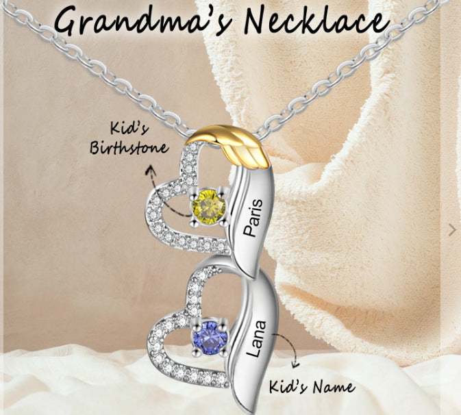 Mother's Day Love Diamond Birthstone Pendant Necklace