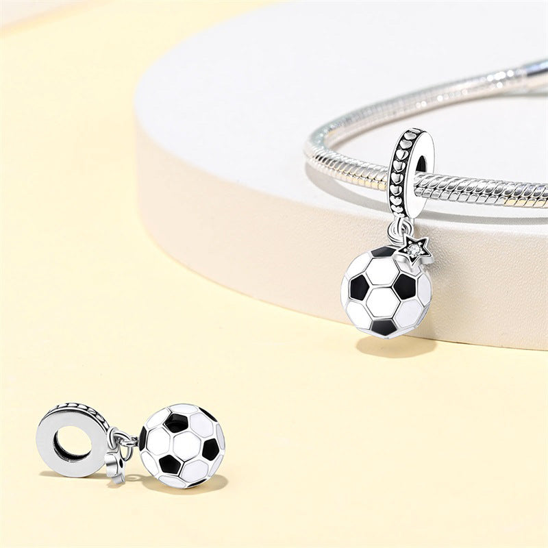 Original Sports Soccer Themed Silver Plated Loose Beads