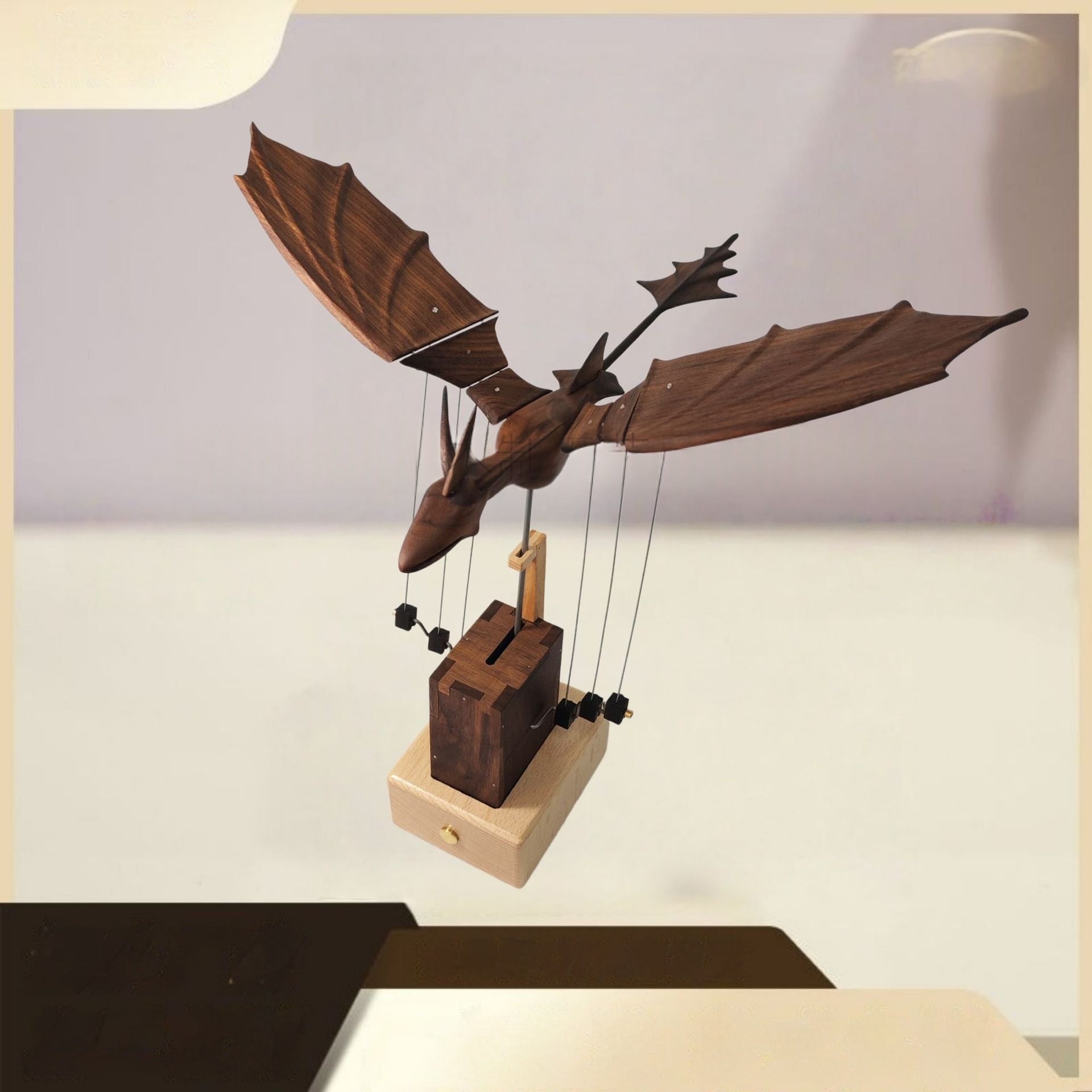 Western Dragon Black Walnut Color Handcrafted Original Solid Wood Ornament
