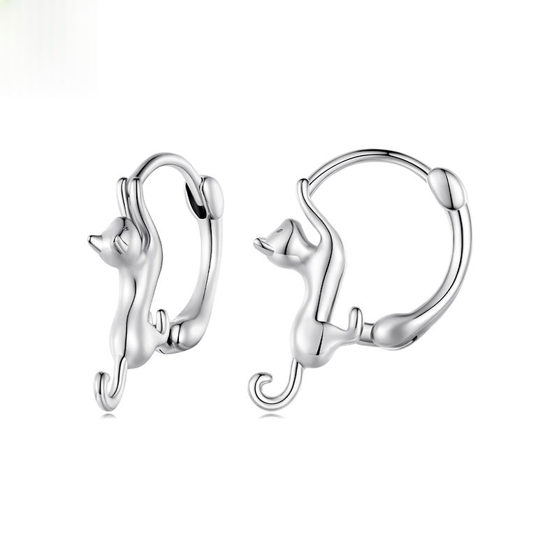 Languid Animal Small Cat Gold-Plated Earrings