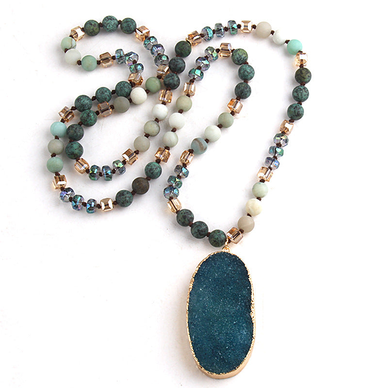 Fashionable Necklace With A Natural Gemstone Pendant