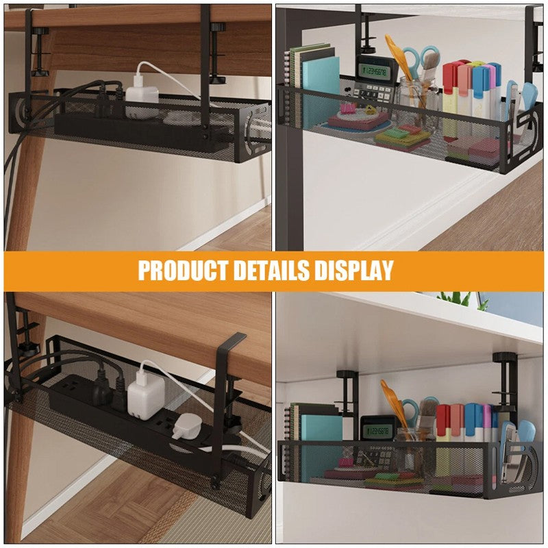 Under Desk Cable Management Tray Cord Holder Storage Office Home Table Tidy Rack