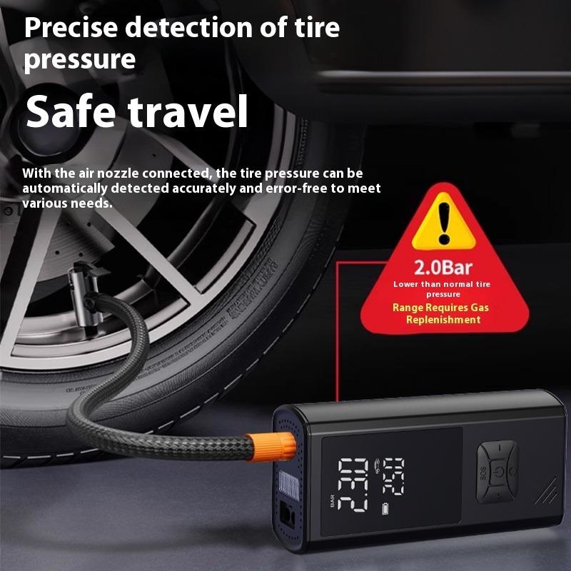 Portable Wireless Car Tire Inflator  Suitable For Cars, Motorcycles, Bicycles, And Sports Balls Features Digital Pressure Gauge, Auto-Shutoff, Faster Inflation, Self-pickup Only