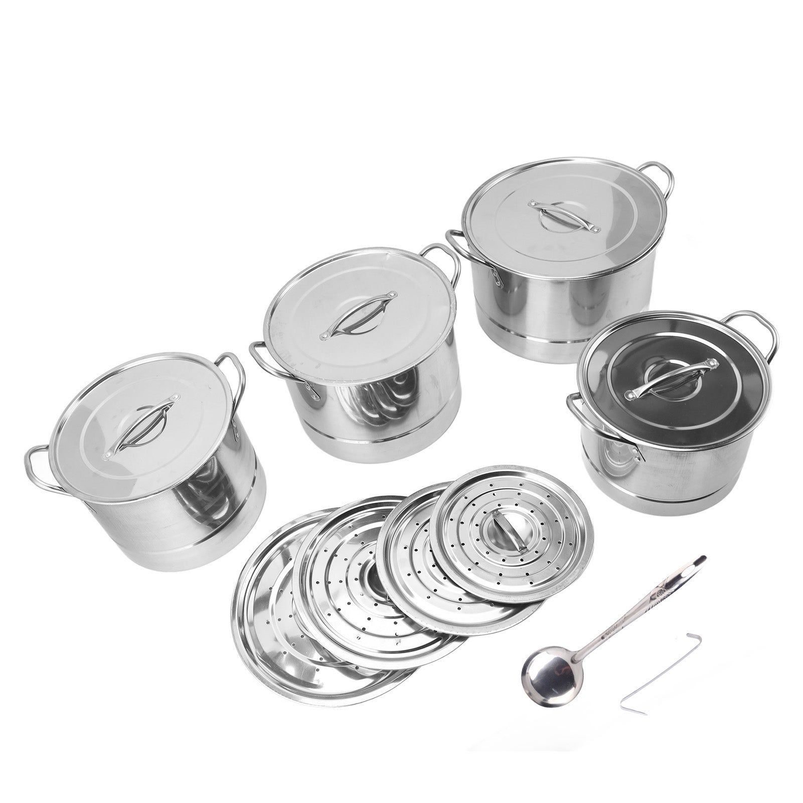 4PCS Soup Pot Set Stainless Steel Multipurpose Sauce Pot Kitchen Cookware With 8 Lids For Cooking Steaming Stir Frying
