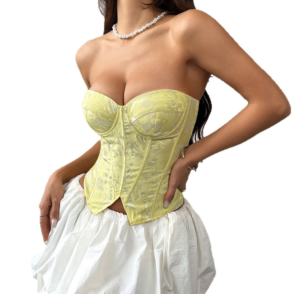 Underwire Fishbone Strap Bandeau Top For Women