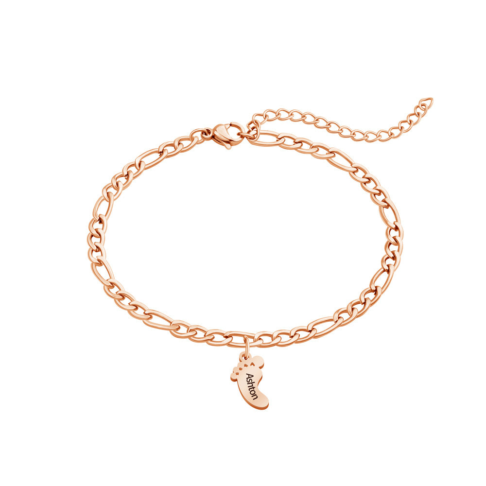 Amazon's New Cross-border Stainless Steel Foot Engraved Bracelet