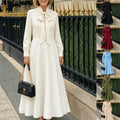 Springautumn Long-sleeve Puff-sleeve Dress With Bow Details At The Hem