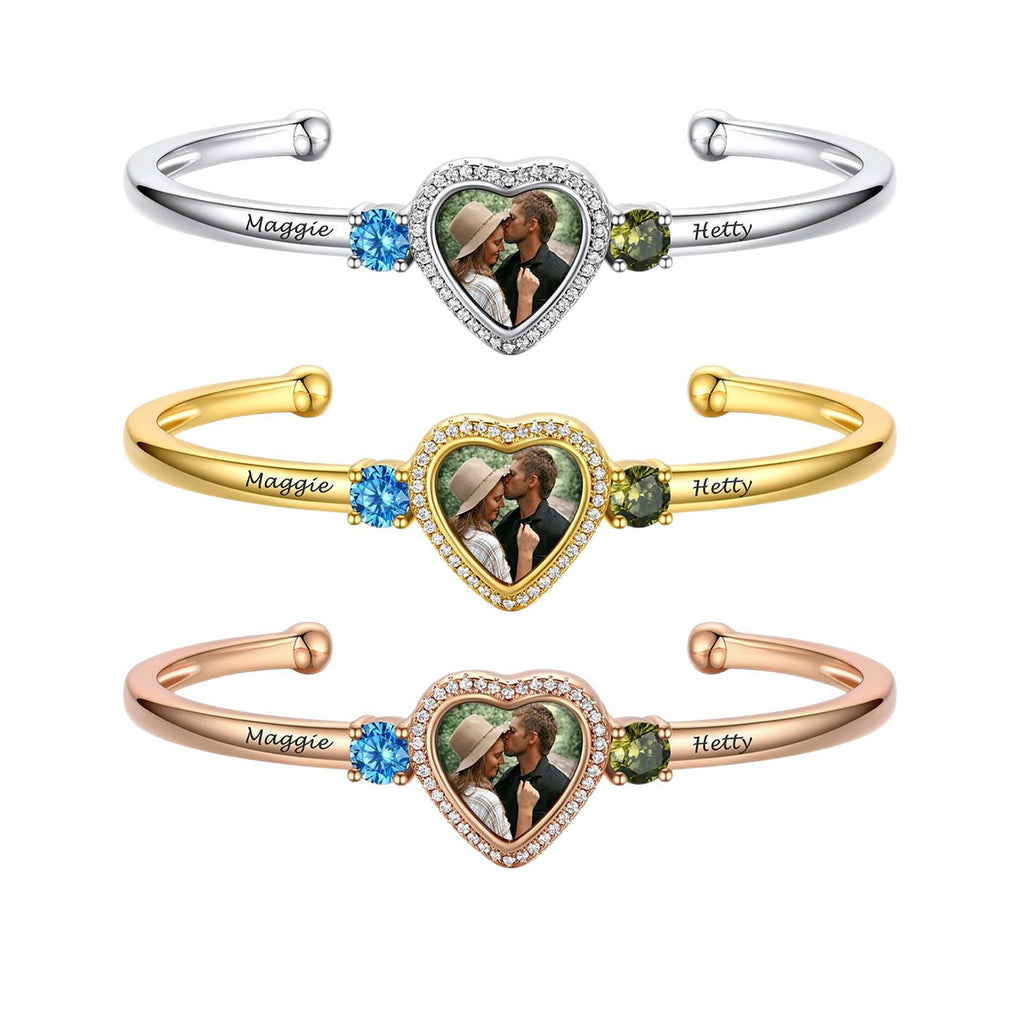 Birthday Stone Bracelet With Female Personality Engraved Name Handpiece