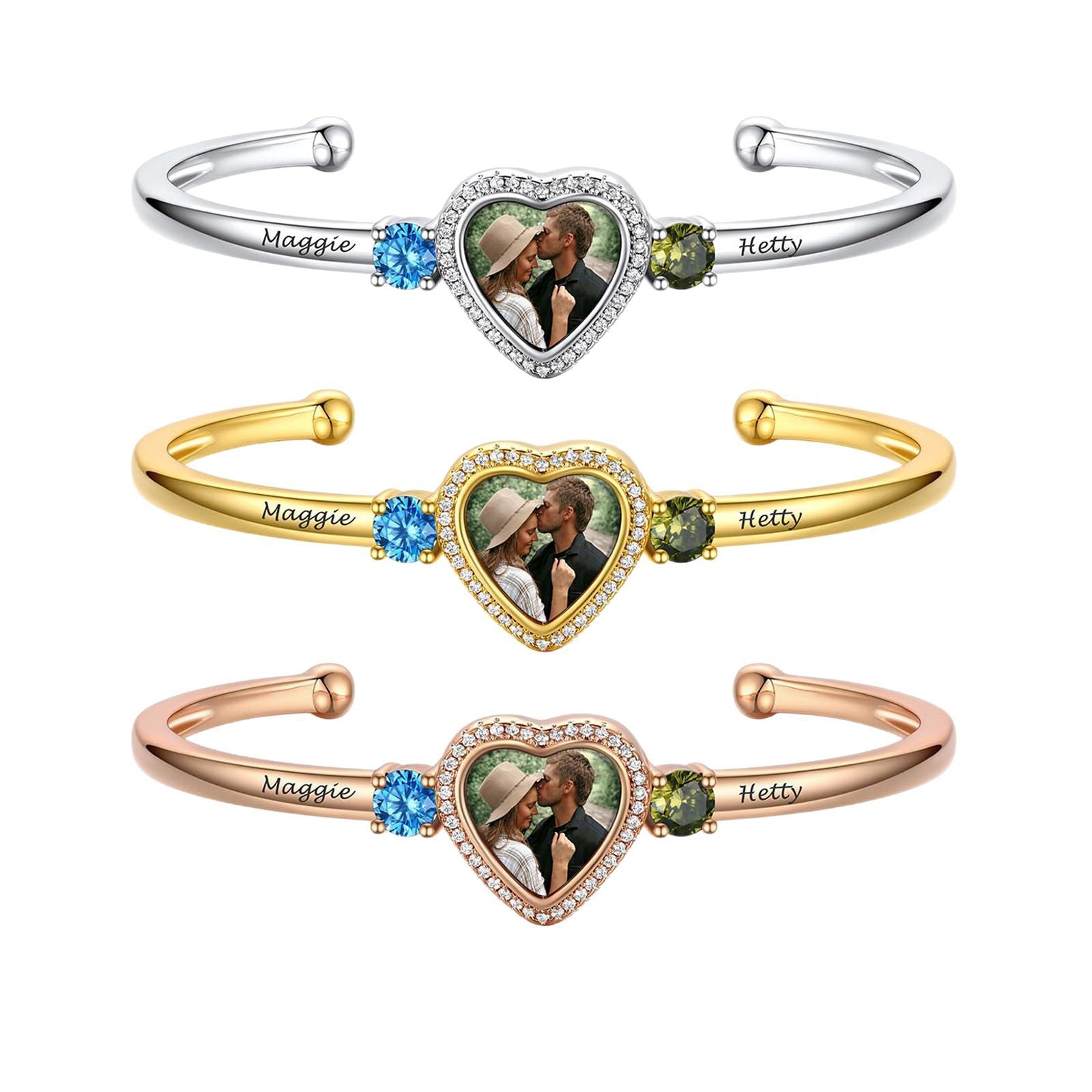 Birthday Stone Bracelet With Female Personality Engraved Name Handpiece