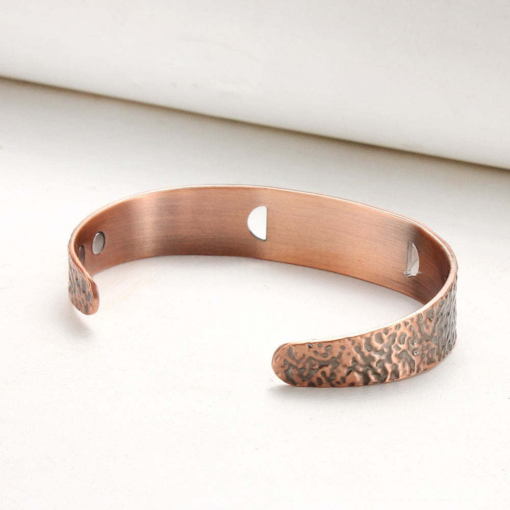 Vintage Hollowed-Out Solid Copper Magnet Red Copper Bracelet
