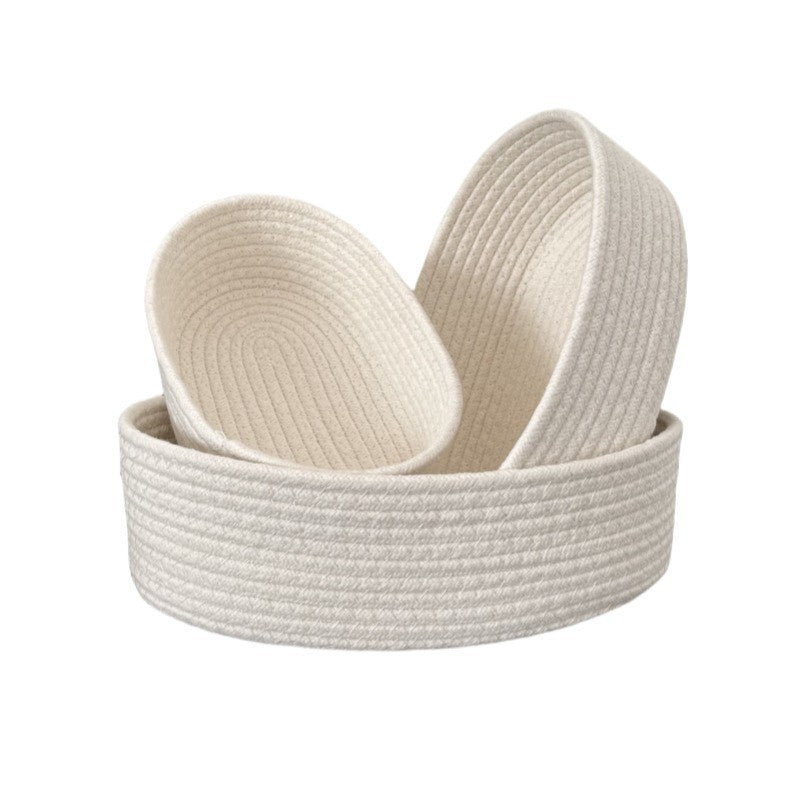 Three-piece Cotton Rope Storage Basket Set