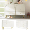 Drawer Chest Of Drawers Chest Of Drawers With 6 Drawers, White Sideboard Highboard For Bedroom & All Living Rooms, Cream-White -H85 W120 D40 Cm