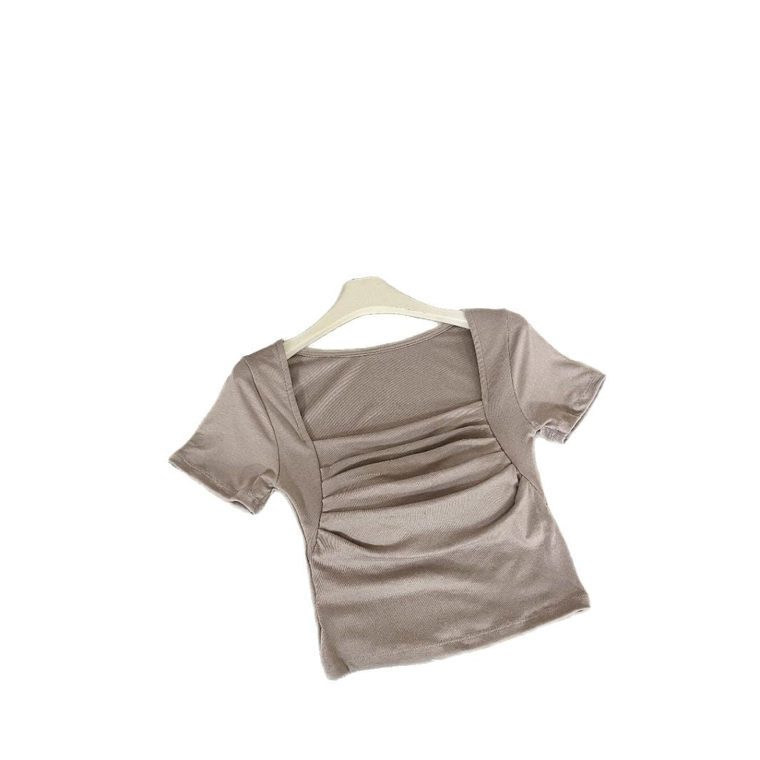 Square-neck Cropped Top With Built-in Padding