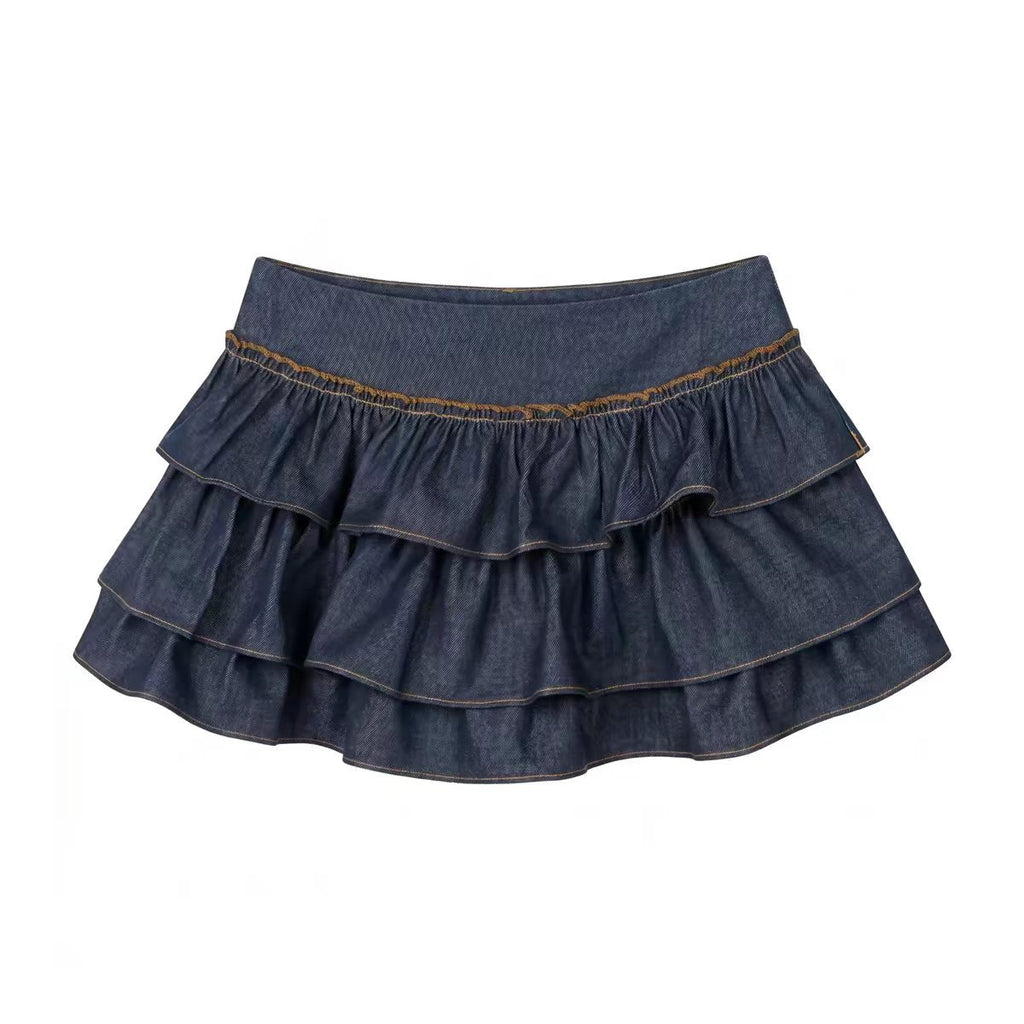 Womens Short-sleeve Shirt And Tiered Skirt Set