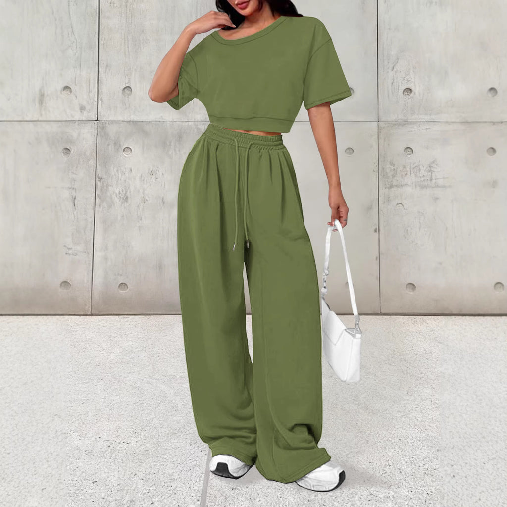 Womens Casual Set With A Crew Neck