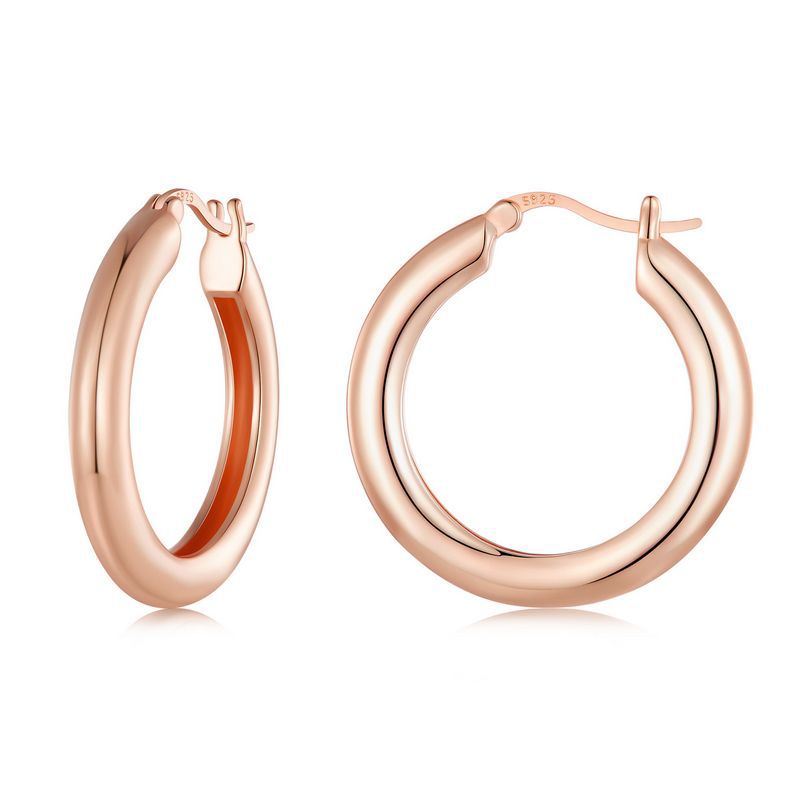 Round Zircon-Inlaid Minimalist Copper Earrings