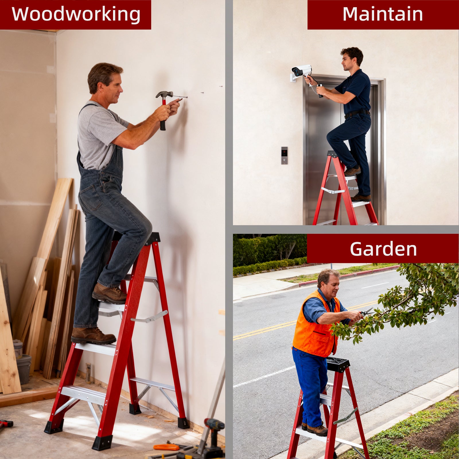 Fiberglass Insulating Ladder, Folding Step Ladder For Safe Electrical Work