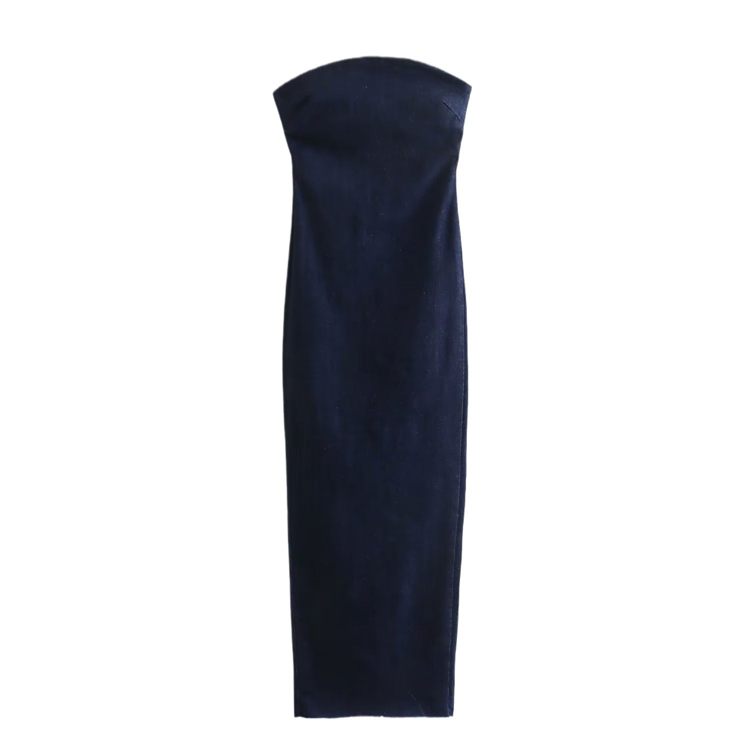Back-zip Denim Bandeau Dress