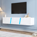 180 X 35 X 30 Cm, Wall Mounted TV Cabinet, Lowboard TV Cabinet With LED Lights, TV Stand With 3 Cabinet Doors, Suitable For 75 Inch TV, TV Cabinet TV Cabinet High Gloss, White