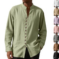 Solid-color Casual Long-sleeve Mens Shirt