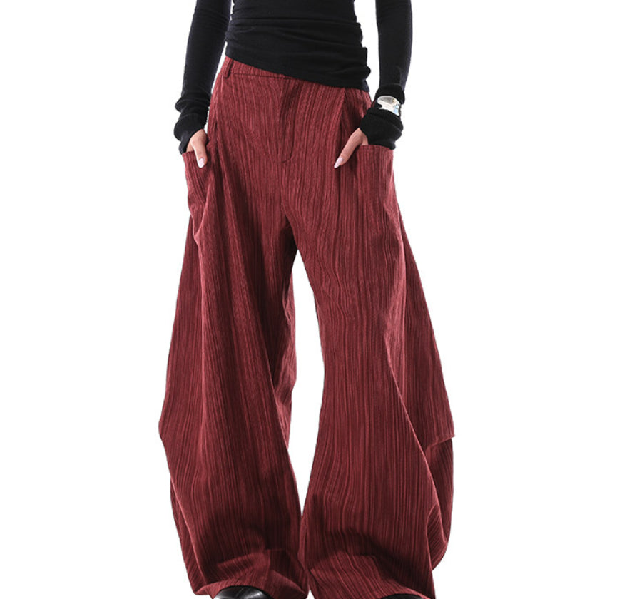 Autumn Front-pocket Tree-pattern Vintage Relaxed-fit Bootcut Pants