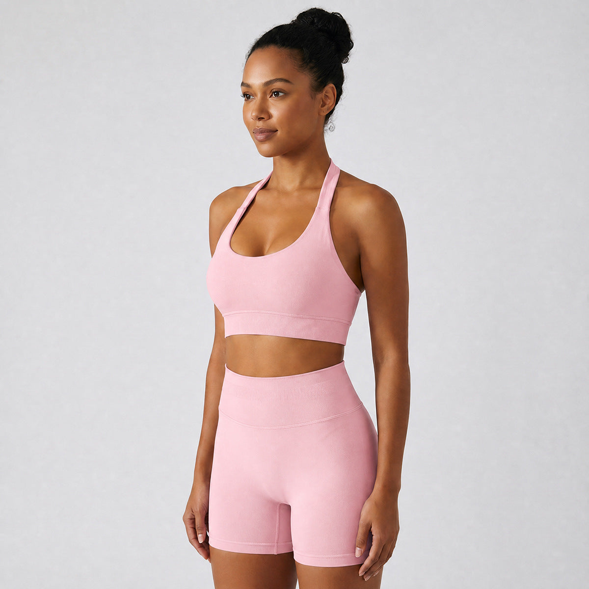 Halter-style Sports Bra And Shorts Set For Women