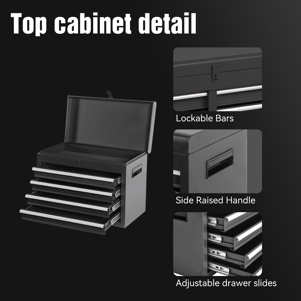 Excelo Tool Chest, 5-Drawer Rolling Tool Storage Cabinet With Detachable Top Tool Box, Liner, Universal Lockable Wheels, Adjustable Shelf, Locking Mechanism, Metal Tool Cart For Garage Workshop