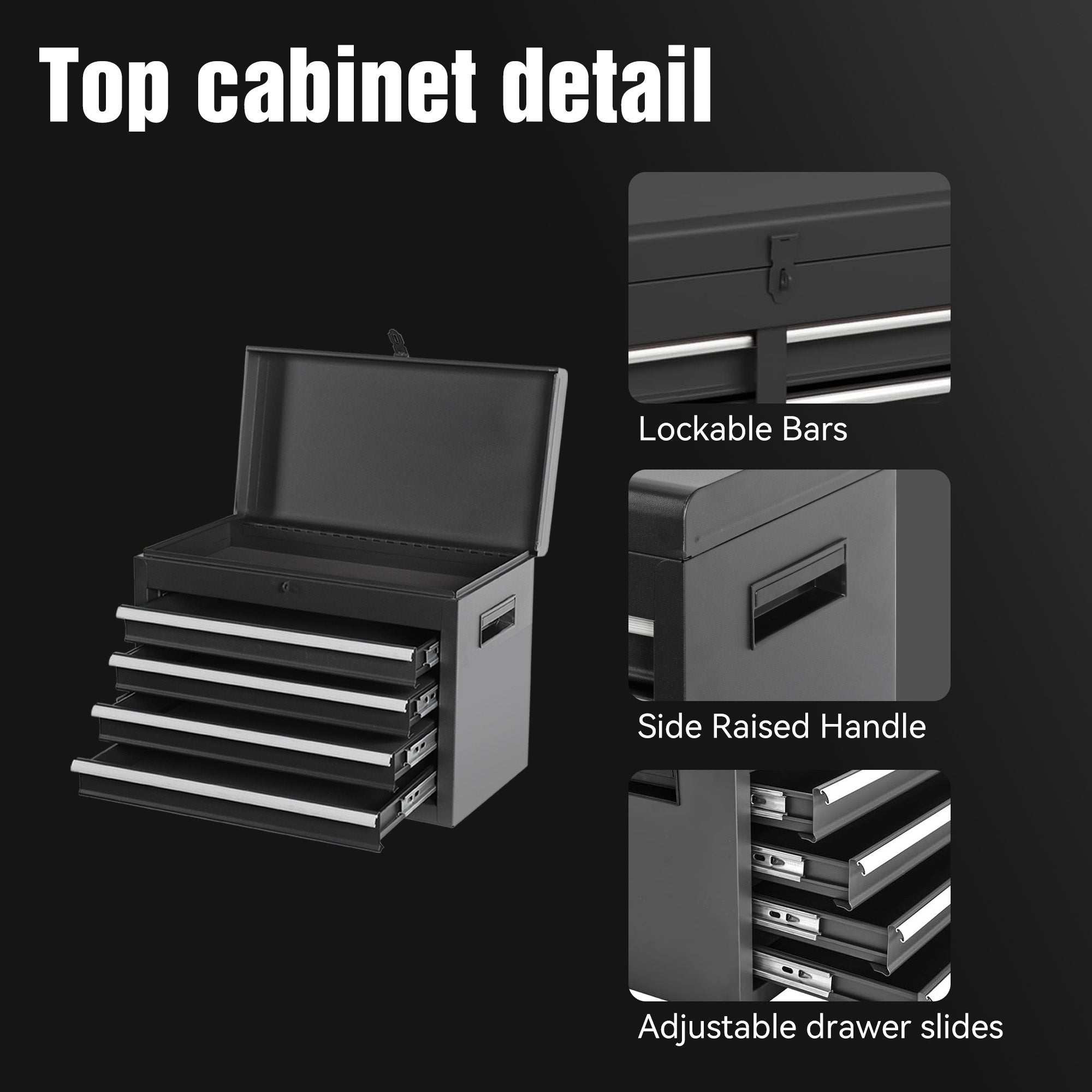 Excelo Tool Chest, 5-Drawer Rolling Tool Storage Cabinet With Detachable Top Tool Box, Liner, Universal Lockable Wheels, Adjustable Shelf, Locking Mechanism, Metal Tool Cart For Garage Workshop