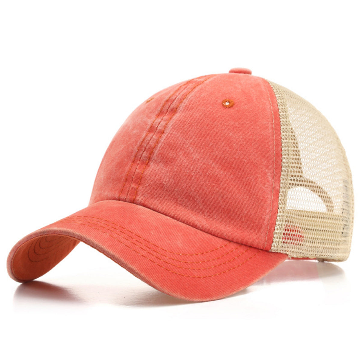 Color-matched Adjustable Patchwork Mesh Fabric, Lightweight And Breathable, Washable And Distressed, Simple And Fashionable Baseball Cap, Suitable For Daily Exercise And Outings.