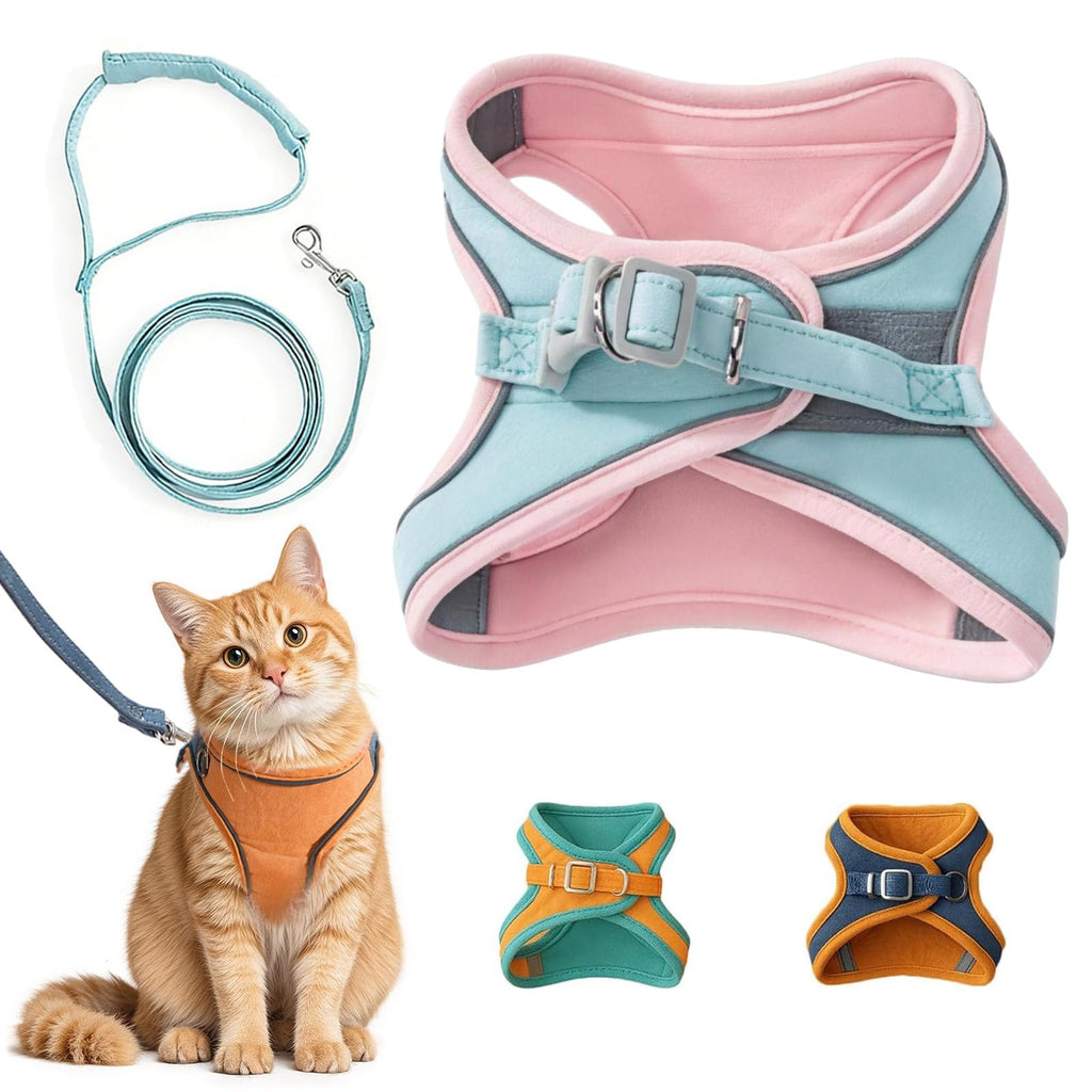 Cat Harness And Leash, Cat Harness Escape Proof, Soft Adjustable Cat Leash Breathable Comfortable Vest Easy To Wear, Easy Walk Leash For Small Medium Cats Kittens For Indoor Outdoor