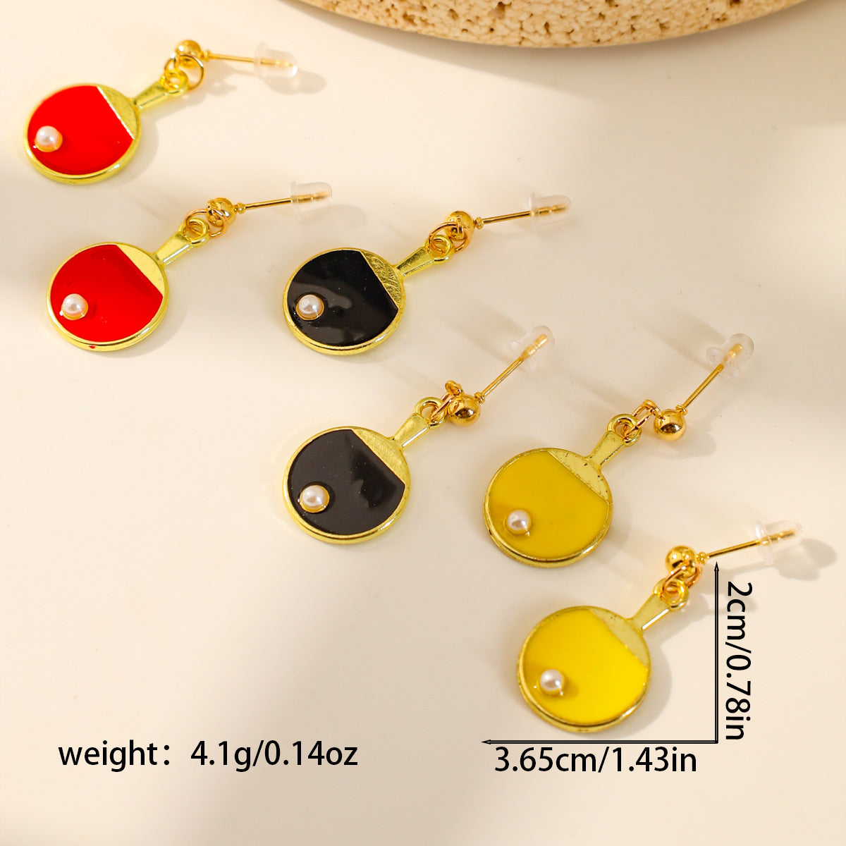 Creative Handmade Table Tennis Paddle Earrings
