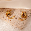 Elegant Gold Stainless Steel Titanium Steel Earrings, Niche High-End Light Luxury Style Colorfast Daily Wear Studs