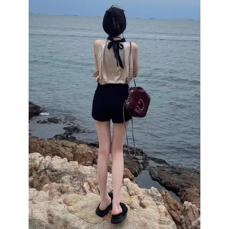 Hollow-shoulder Loose Chiffon Top