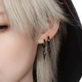 Cool Dark Style Feather Zircon Tiny Huggie Earrings, Niche High-End Minimalist Cold Tone Unisex Personalized Ear Jewelry