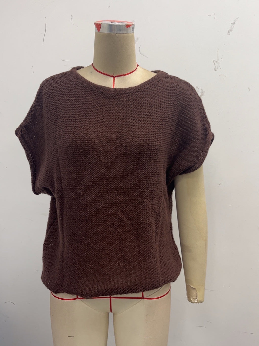 Womens Summer Elegant Retro Hollow-Out Loose Round-Neck Short-Sleeve Batwing Top