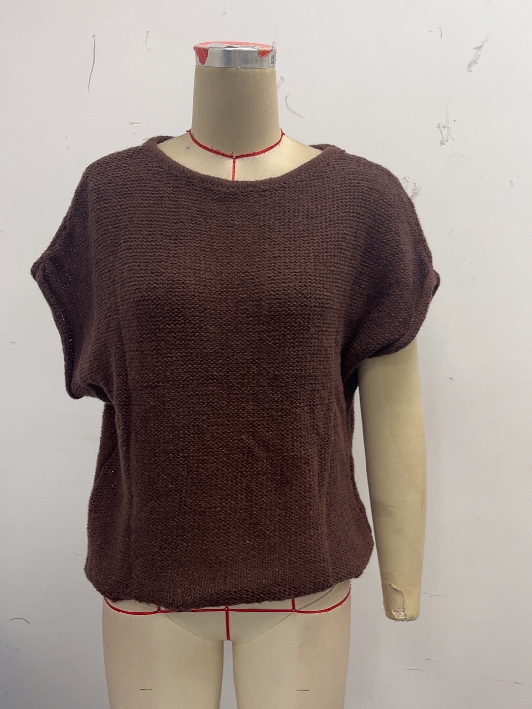 Womens Summer Elegant Retro Hollow-Out Loose Round-Neck Short-Sleeve Batwing Top