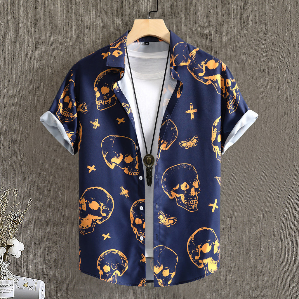 Mens Short-sleeve Fashion Print Shirt