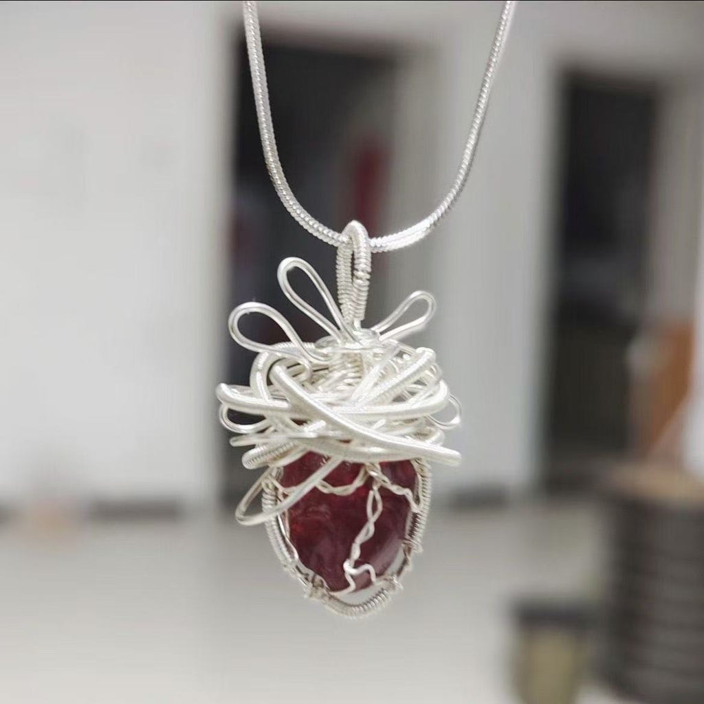 Womens Aquamarine Heart Crystal Necklace
