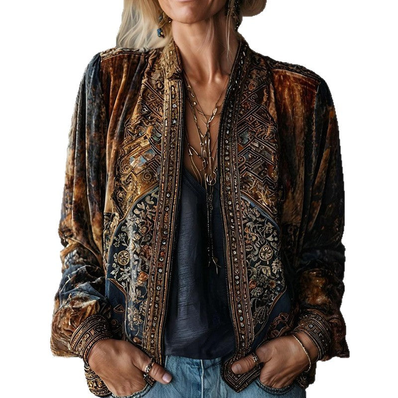 Bestseller Womens Retro Bohemian Long-sleeve Cardigan
