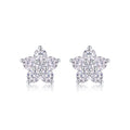 S925 Sterling Silver Flower Stud Earrings, D-VVS1 Moissanite Cluster, 1.4g Lightweight With Silicone Backs, Gift Box
