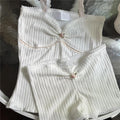 Women's Fairy Grunge Lace Edge Strapless Tube Top Shorts Set