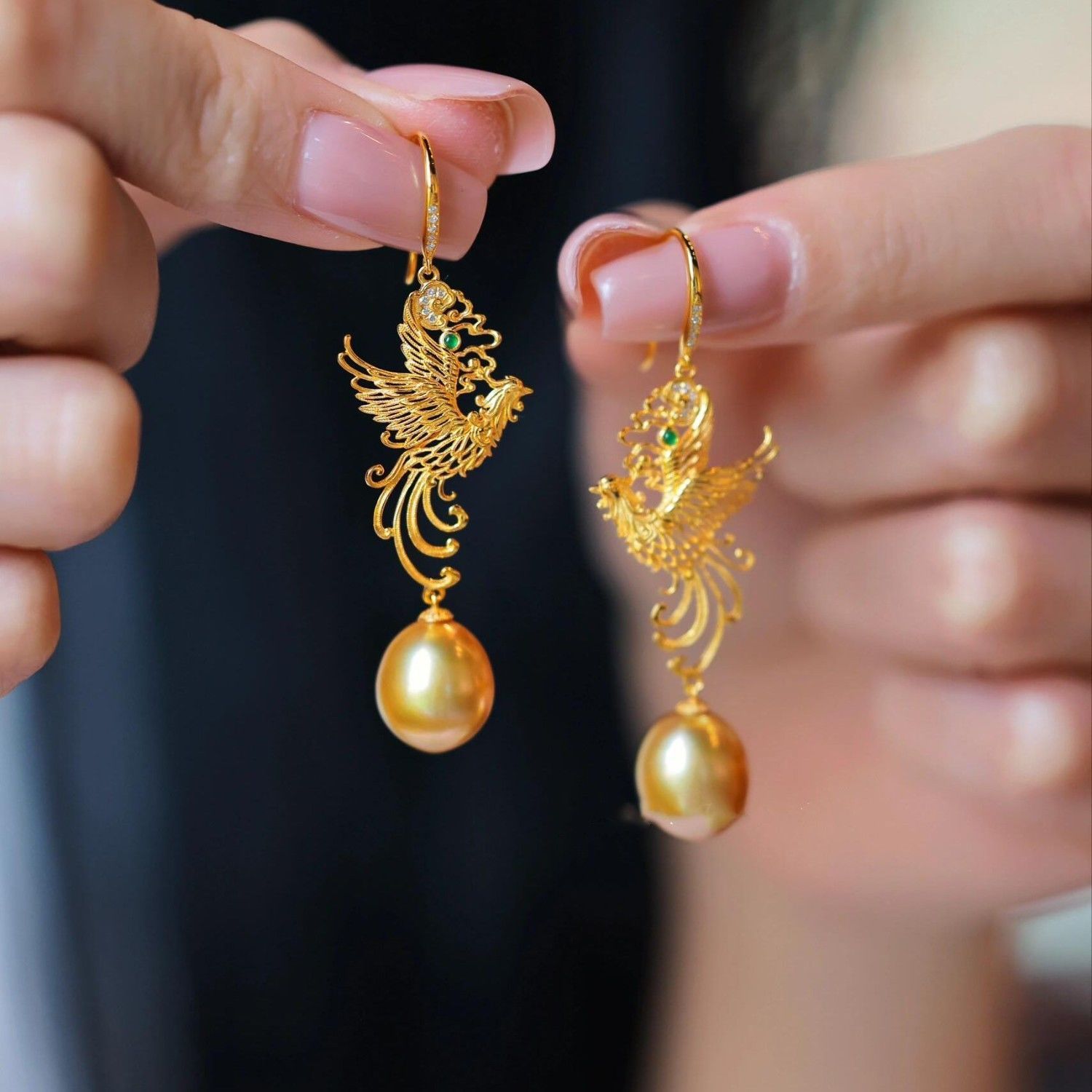 New Chinese Vintage Phoenix Earrings For Women, Golden Phoenix High-End Elegant Versatile Light Luxury Exquisite Ear Jewelry
