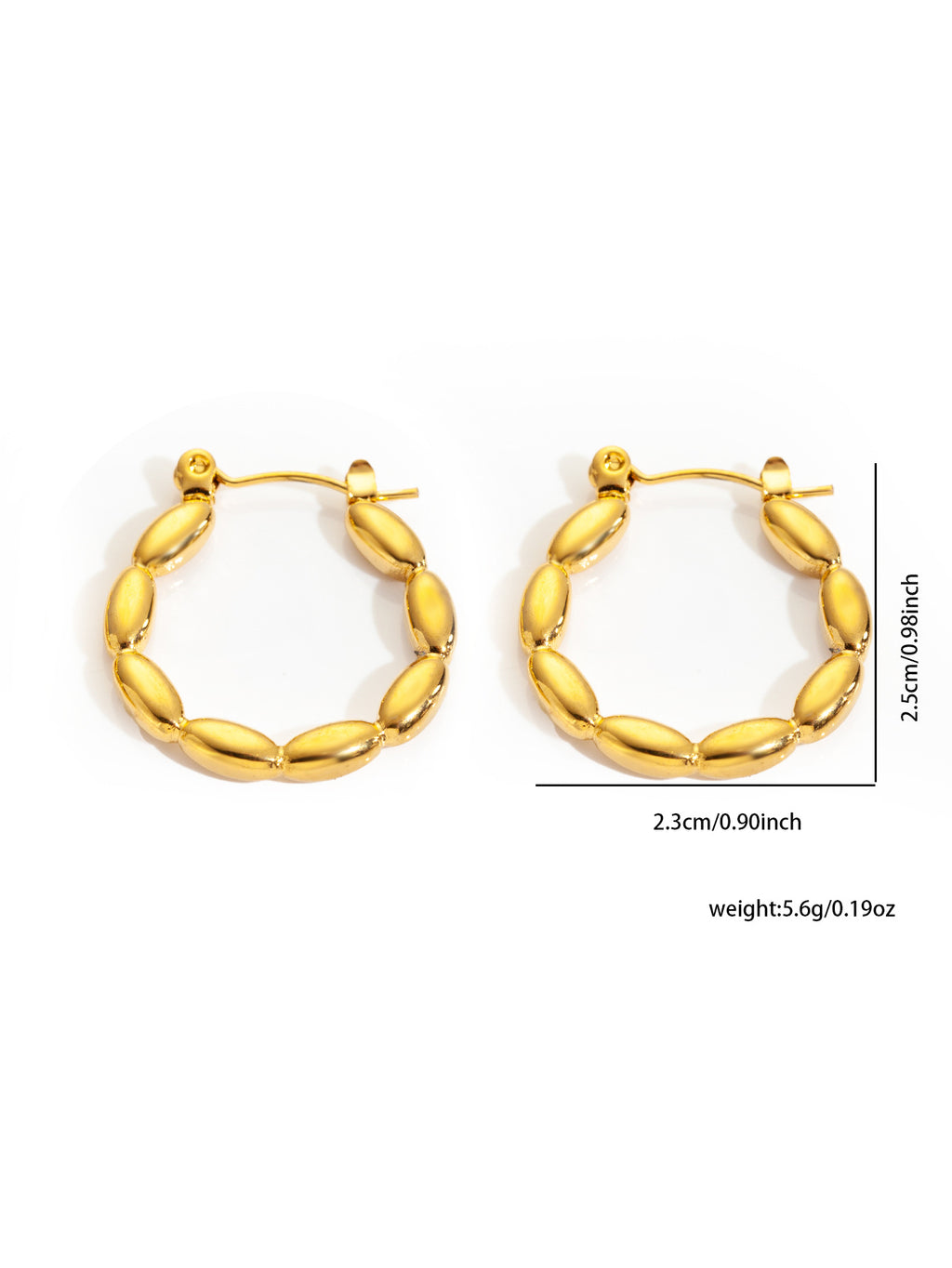 Gold Stainless Steel Earrings For Women, Niche Light Luxury Fashion High-End Tarnish Resistant Titanium Steel Ear Jewelry